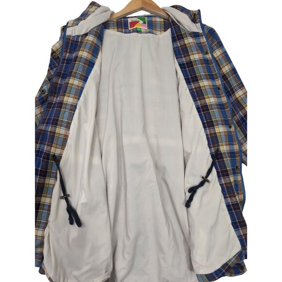 Fervour Jacket Womens 1X Blue Plaid Flannel Hood Elbow Patch Outdoor Cabincore - Picture 4 of 14
